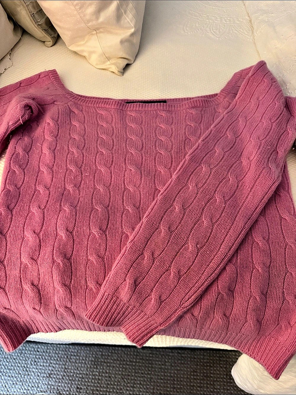 Ralph Lauren Cable Knit Sweater in Pink Size Large Like New cashmere